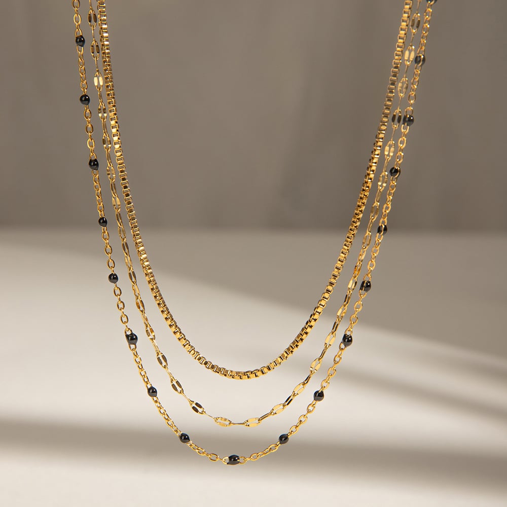1 piece simple series elegant annular stainless steel  gold plated women layered necklaces