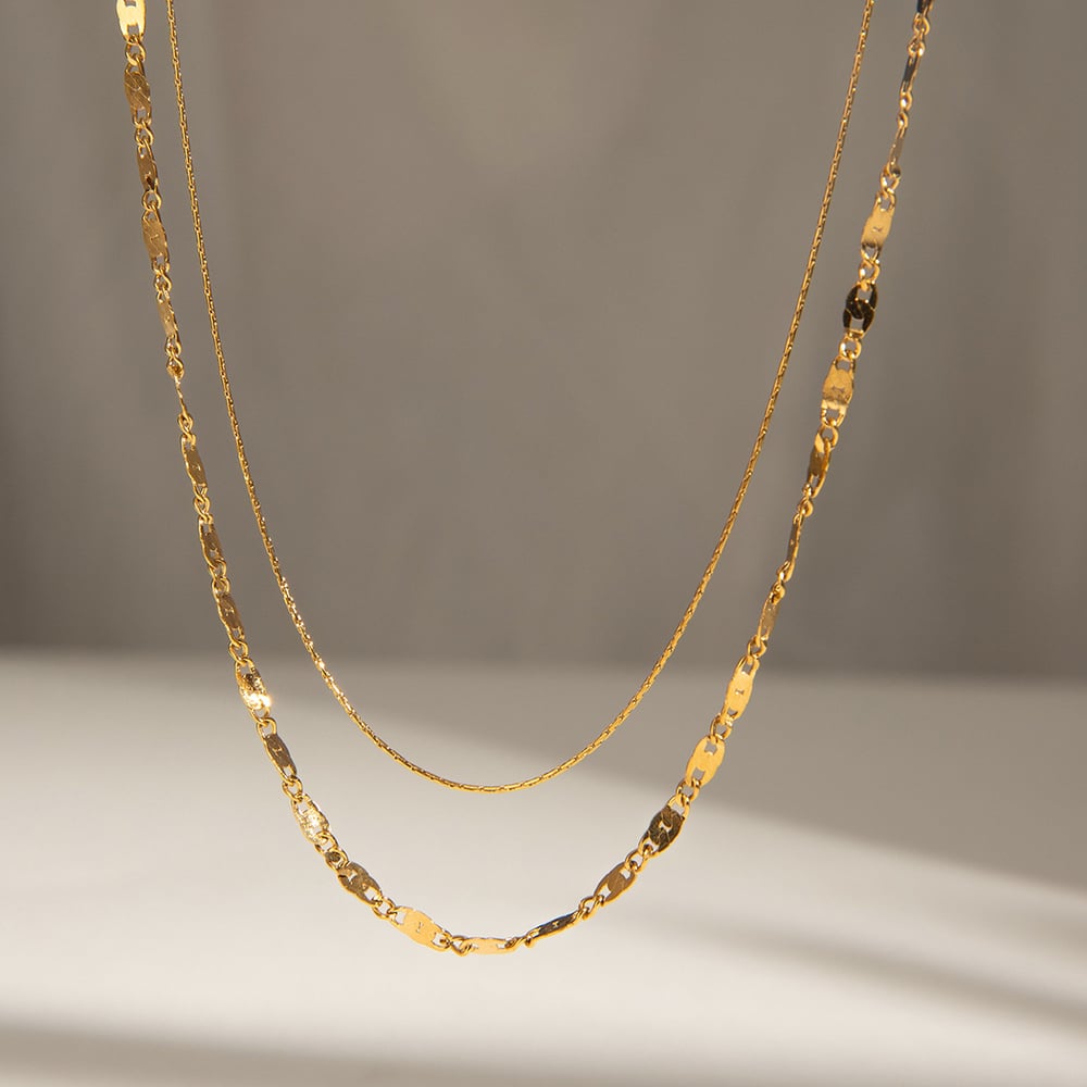 1 piece simple series retro annular stainless steel  gold plated women layered necklaces