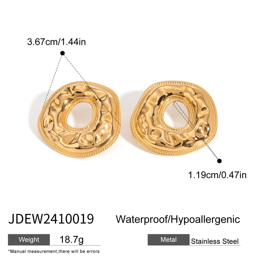 1 pair classic series elegant annular stainless steel  gold plated women stud earrings h5Picture2