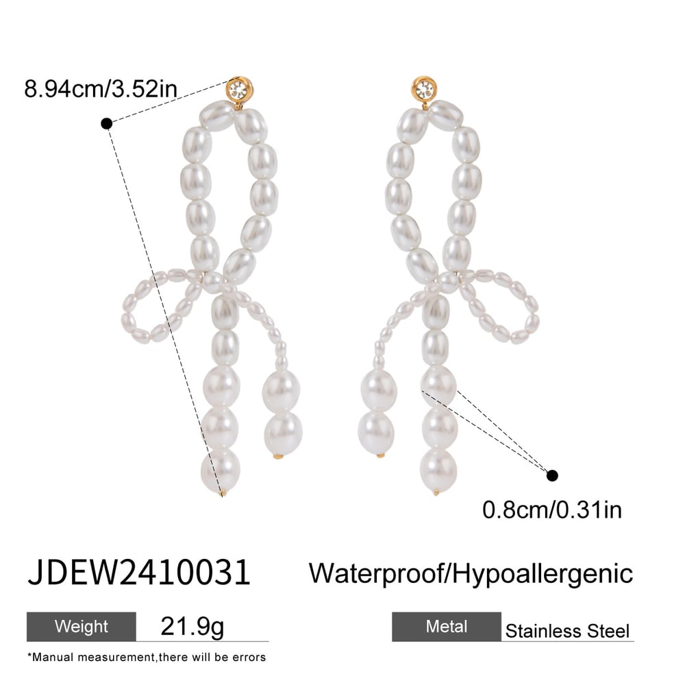 1 pair luxurious series elegant line stainless steel  gold plated artificial pearl women drop earrings h5Picture2