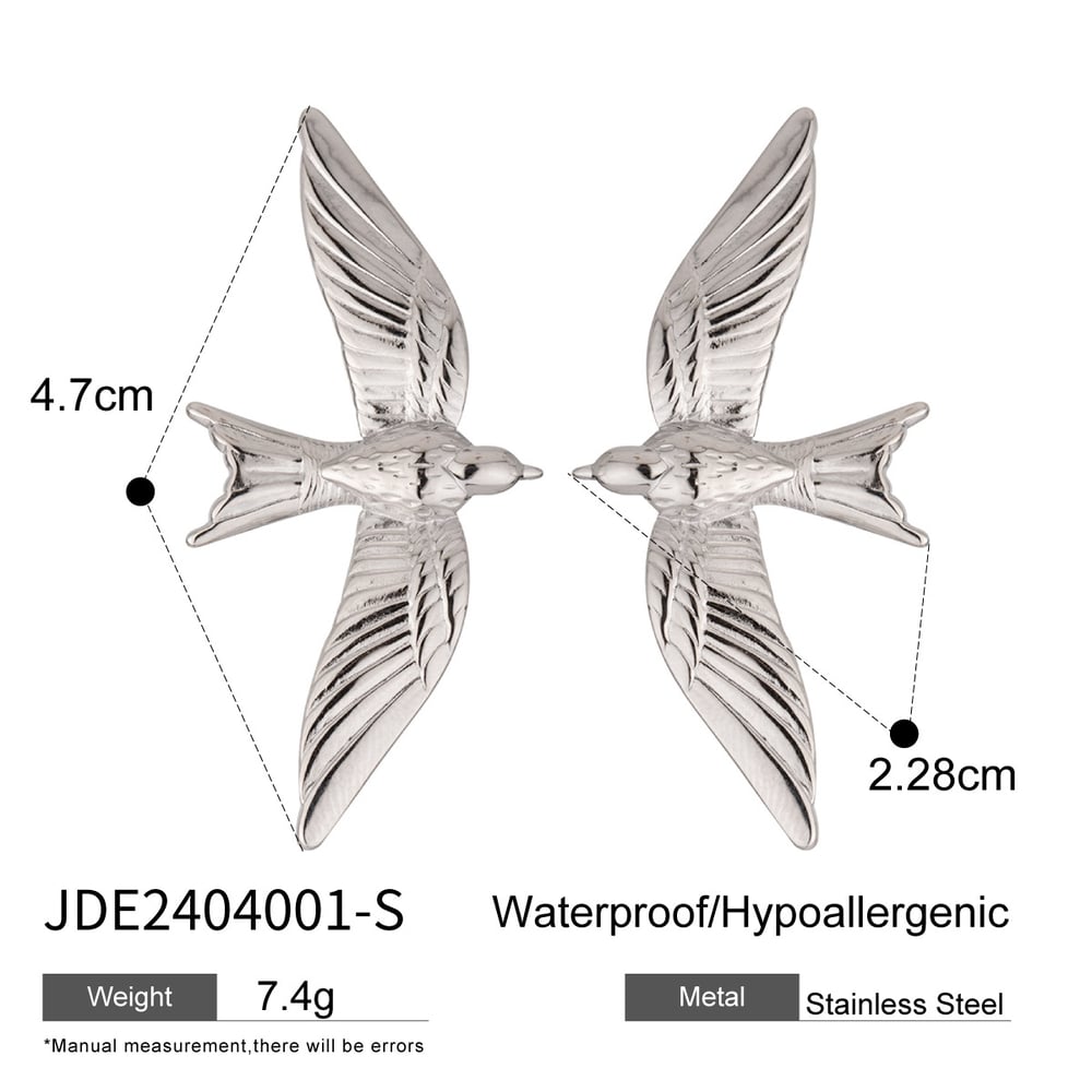 1 pair classic series elegant bird stainless steel  gold plated women stud earrings h5Picture2