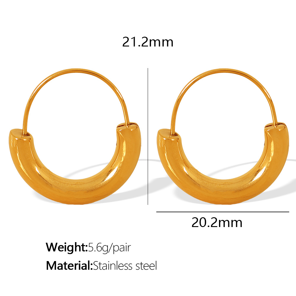 1 pair simple series simple geometric stainless steel  gold plated women hoop earrings Picture2