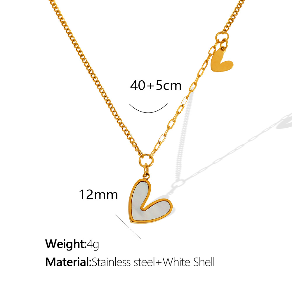 1 piece simple series simple heart stainless steel  gold plated shell women pendant necklaces h5Picture2