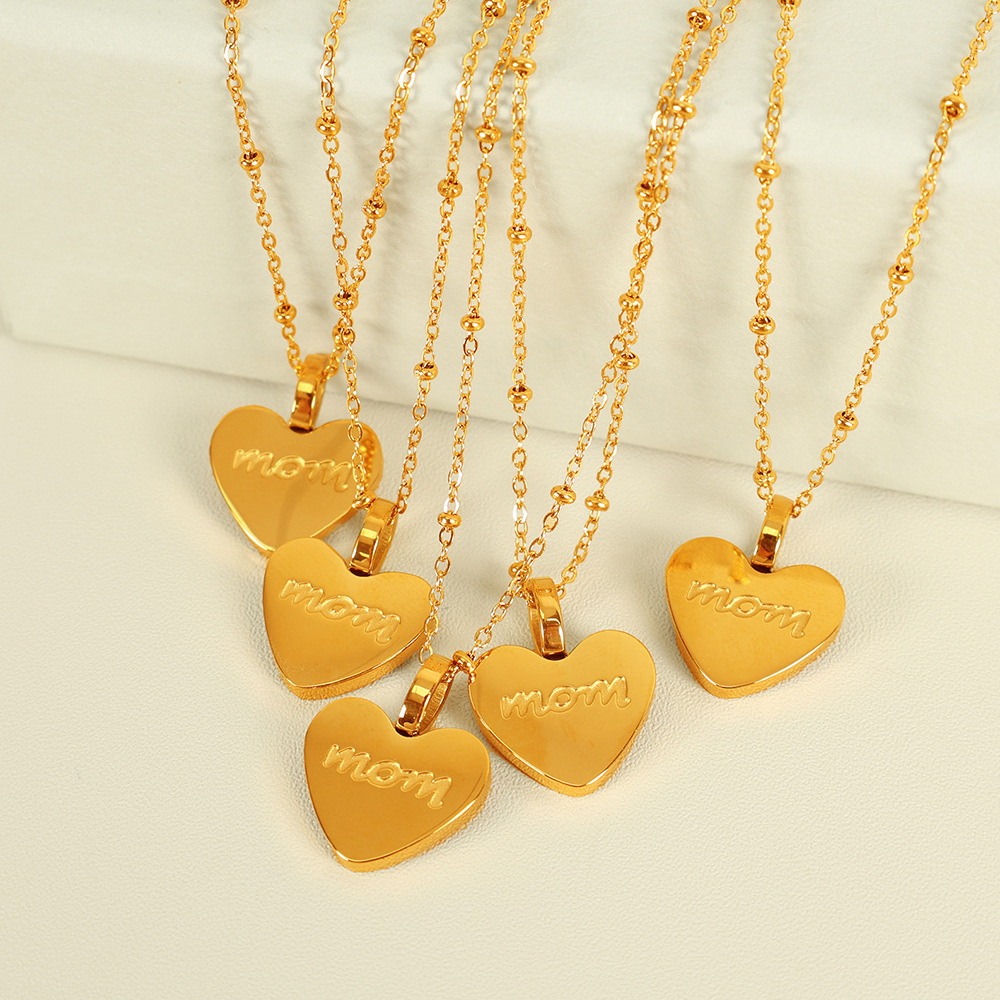 1 piece simple series simple heart stainless steel  gold plated women pendant necklaces