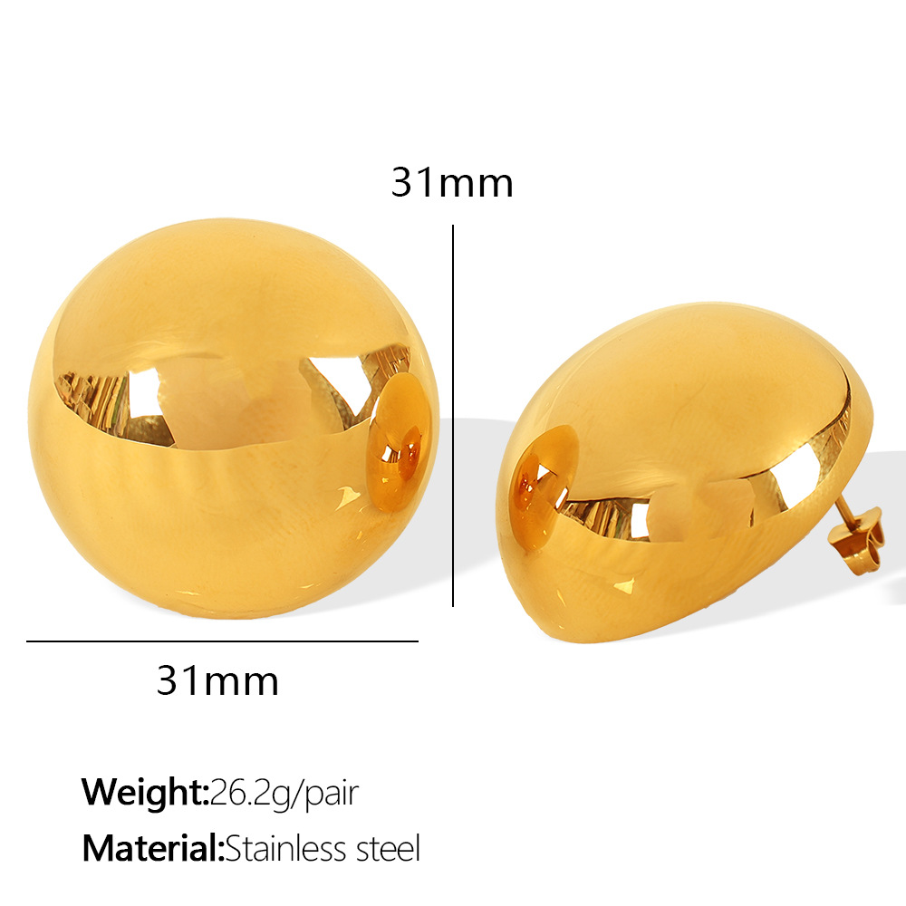 1 pair simple series simple solid color stainless steel  gold plated women stud earrings Picture2