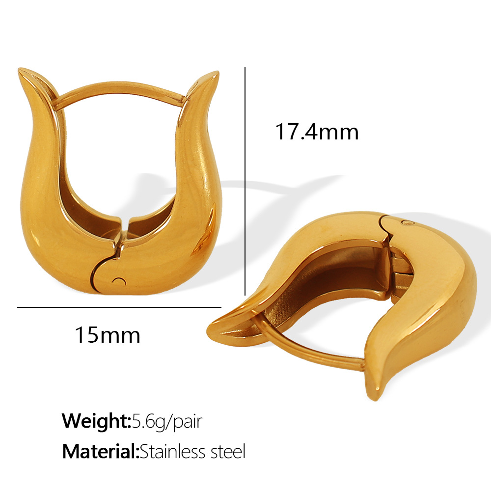 1 pair simple series simple geometric stainless steel  gold plated women hoop earrings h5Picture2