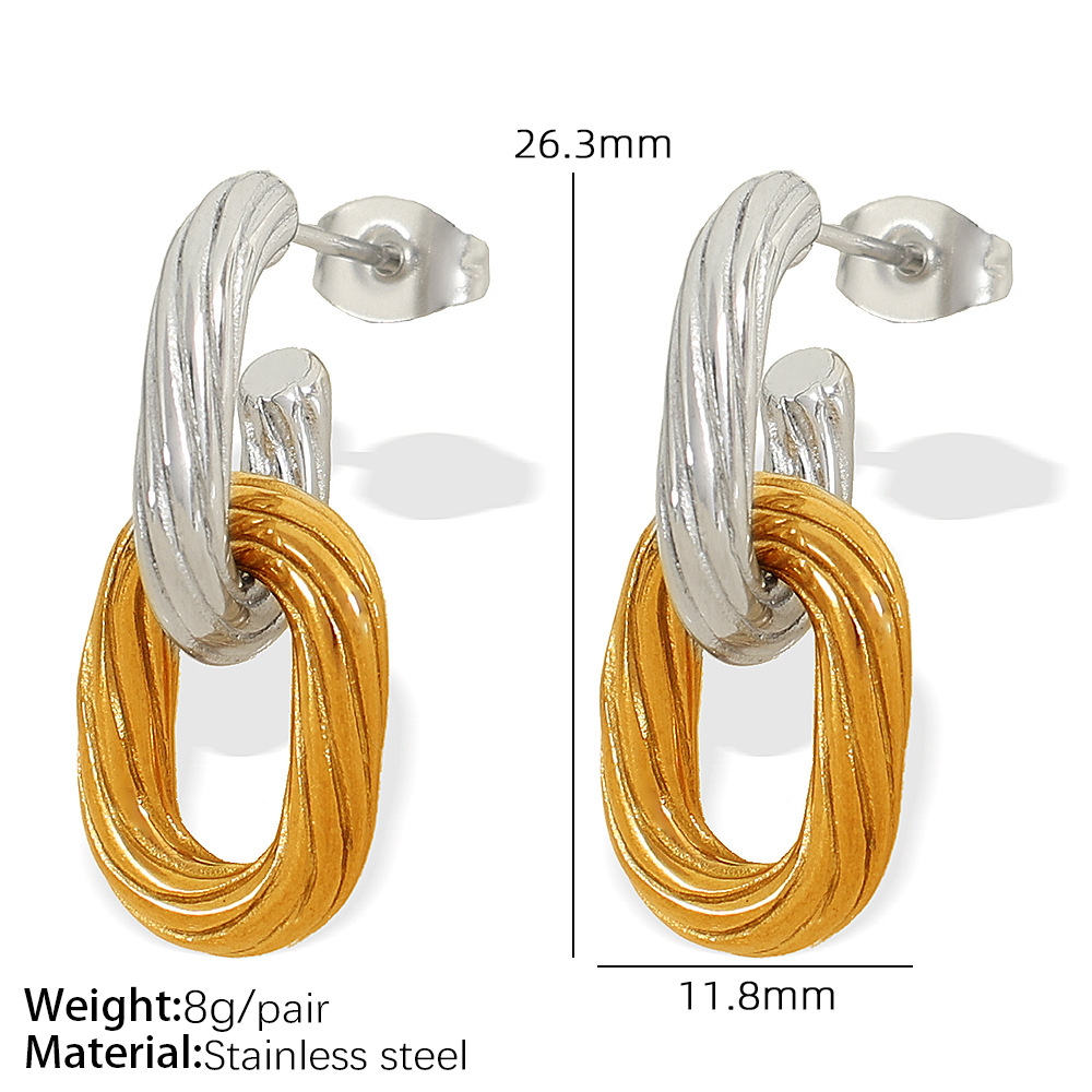 1 pair simple series simple geometric stainless steel  gold plated women drop earrings Picture2