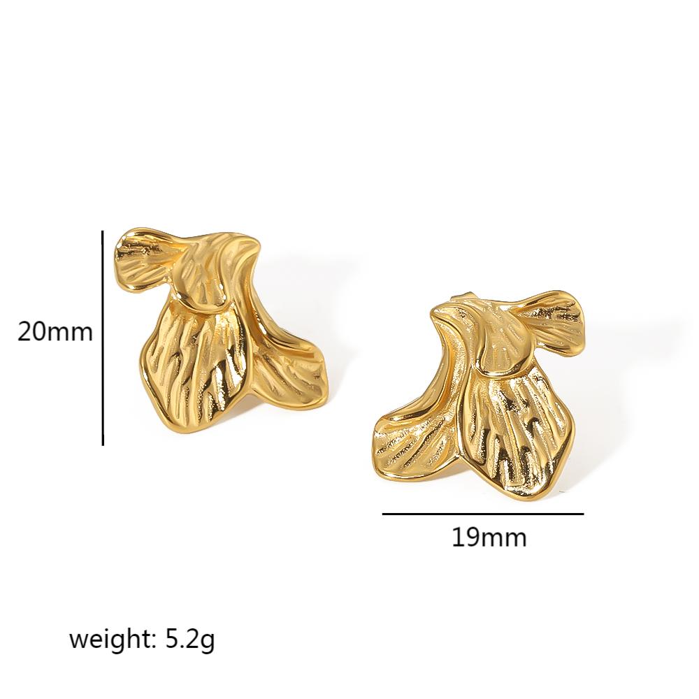 1 pair of exquisite and fashionable  gold-plated stainless steel geometric texture flower earrings for women's daily wear Picture2
