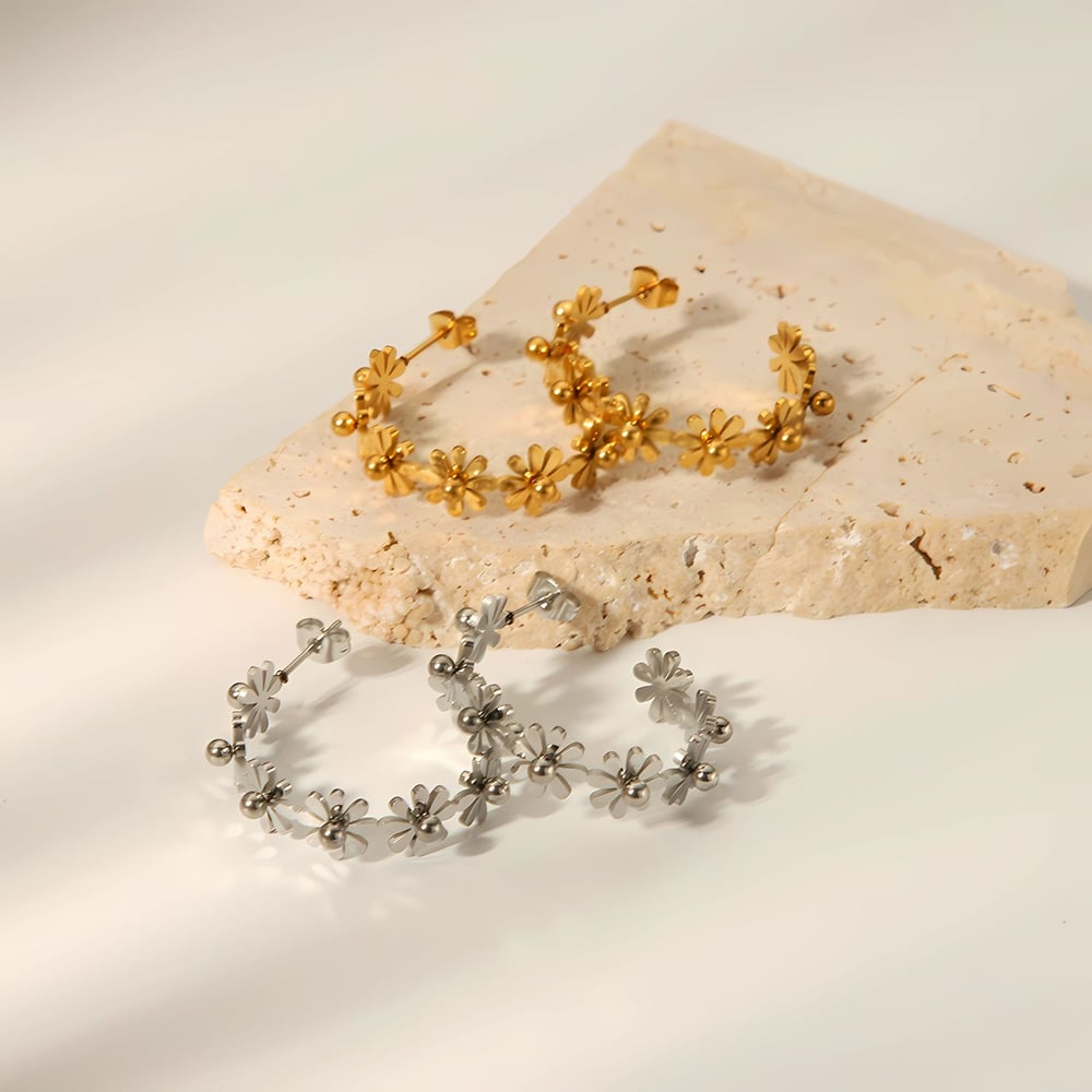 1 pair simple series sweet geometric stainless steel  gold plated women stud earrings h5Picture2