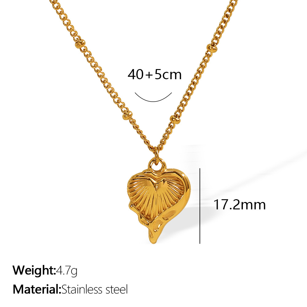 1 piece romantic series retro heart titanium steel  gold color plated women's pendant necklaces h5Picture2