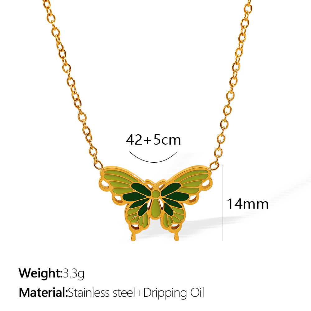 1 piece romantic series elegant butterfly titanium steel  gold color plated women's pendant necklaces Picture2