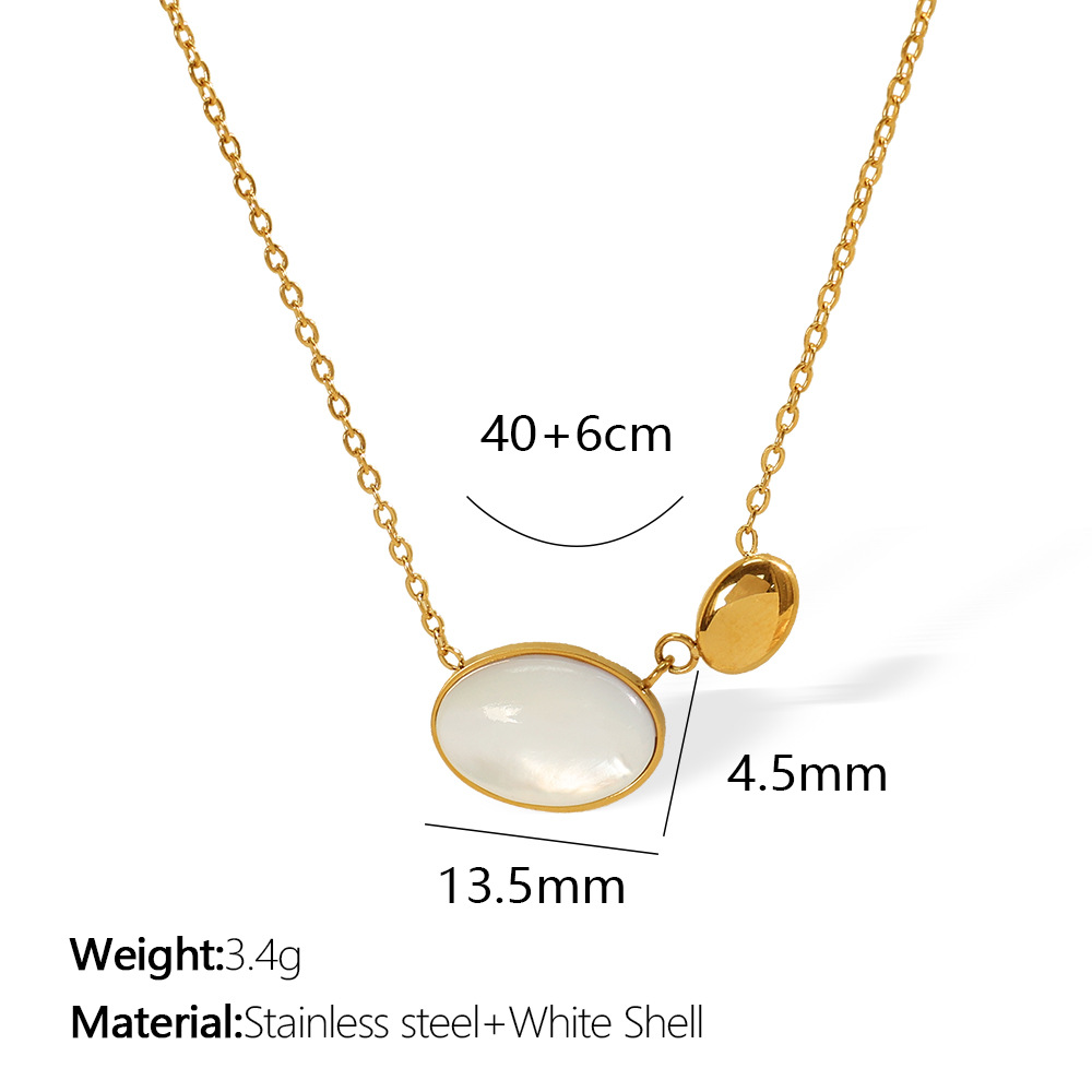1 piece romantic series elegant ellipse titanium steel  gold color plated shell women's pendant necklaces h5Picture2
