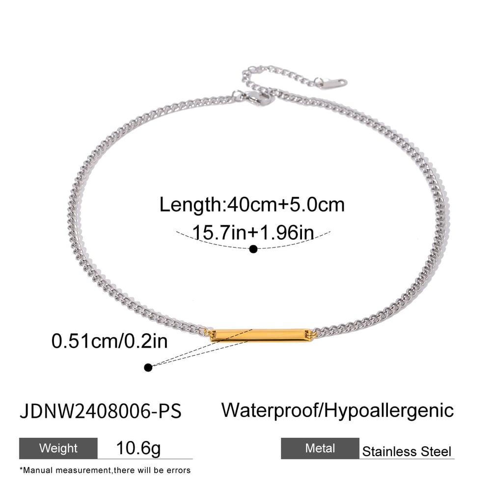 1 piece simple style square shape stainless steel  gold plated women's chain necklace h5Picture2