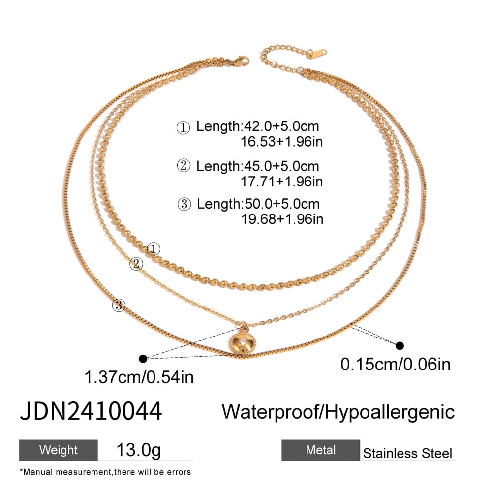 1 piece classic series elegant annular stainless steel  gold plated rhinestone women layered necklaces h5Picture2