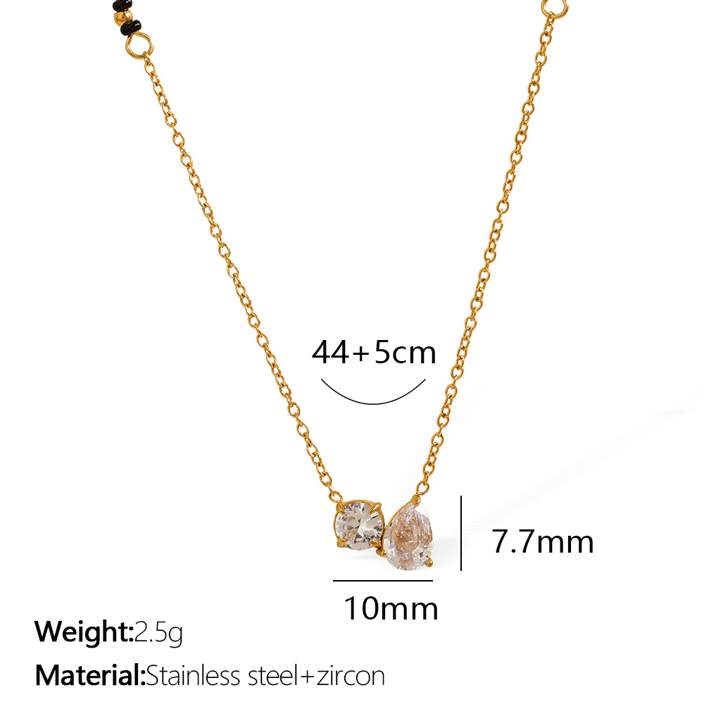 1 piece romantic series elegant geometric titanium steel  gold color plated rhinestone women's pendant necklaces h5Picture2