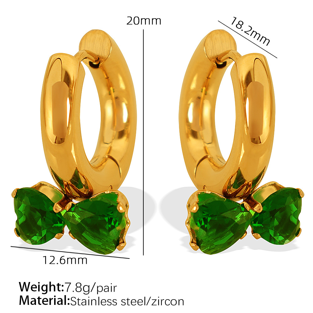 1 pair romantic series sweet bowknot stainless steel  gold color plated zircon women's drop earrings Picture2