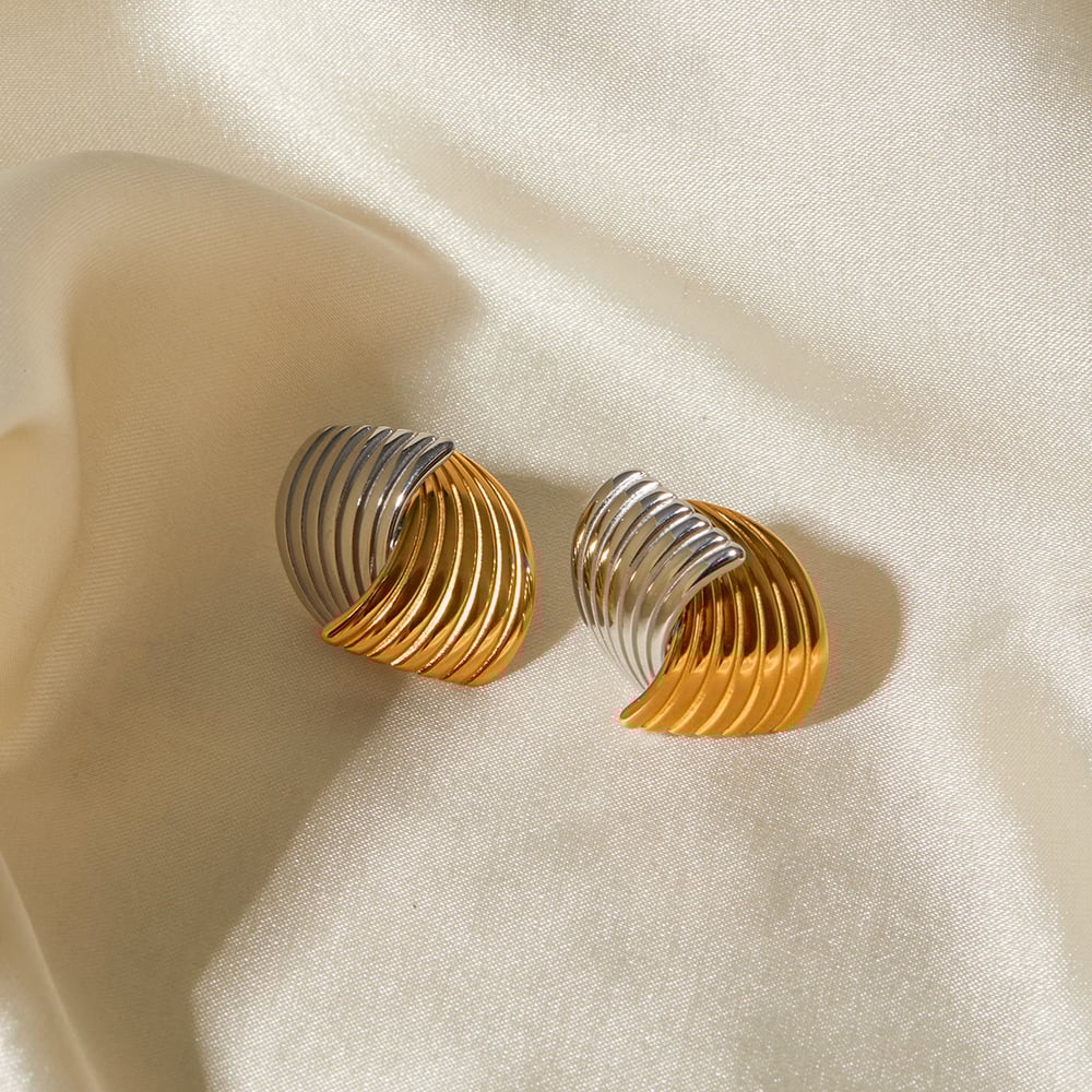 1 pair fashion simple style commute geometric stainless steel  gold plated women's stud earrings Picture2