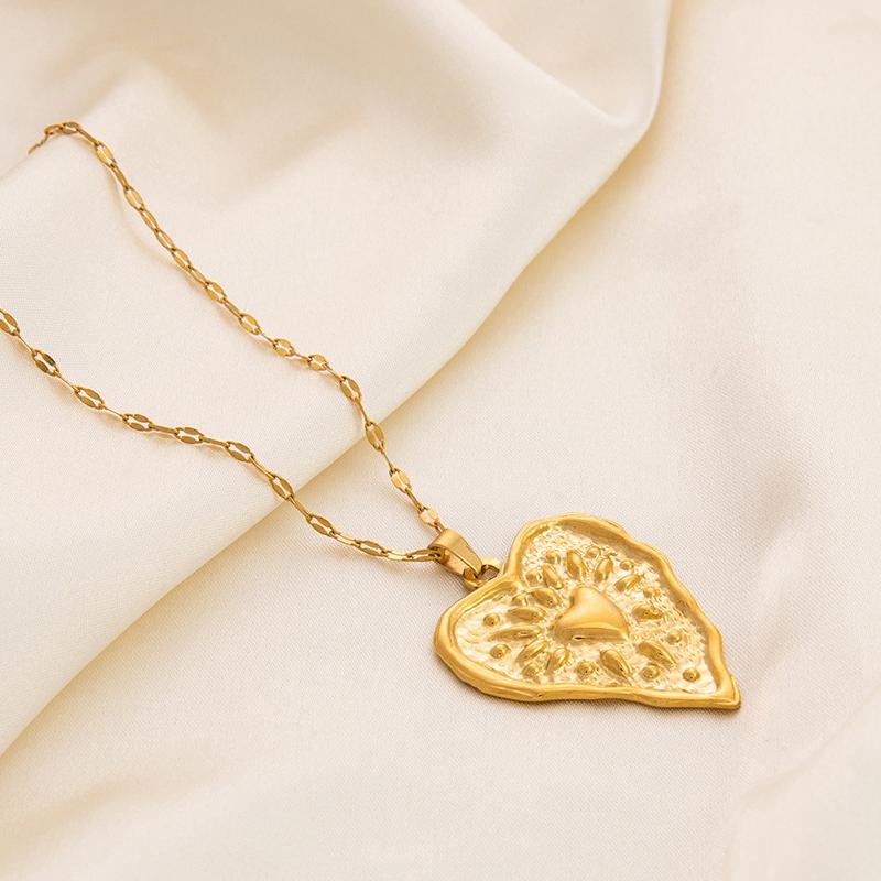 1 piece classic series elegant heart stainless steel  gold color plated women's pendant necklaces