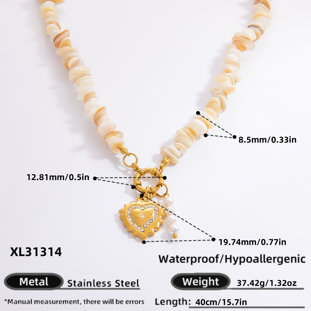 1 piece romantic series daily heart stainless steel  gold color plated rhinestone women's pendant necklaces h5Picture2