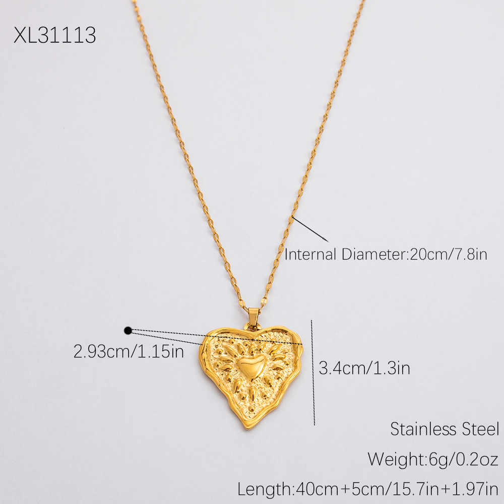 1 piece classic series elegant heart stainless steel  gold color plated women's pendant necklaces h5Picture2