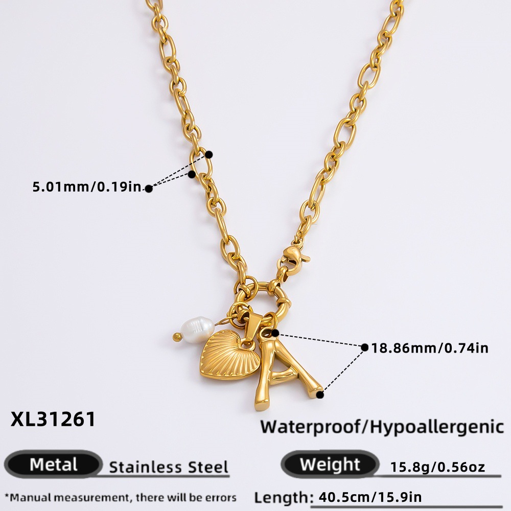 1 piece romantic series retro heart stainless steel  gold color plated rhinestone women's pendant necklaces h5Picture2