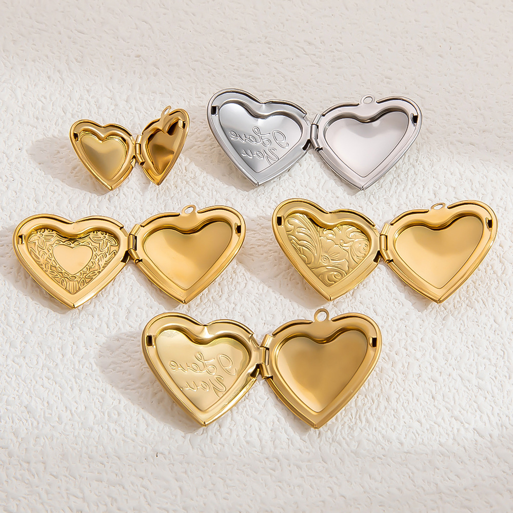 1 Piece Simple Series Retro Heart Stainless Steel   Gold Color  Women's Pendants h5Picture2