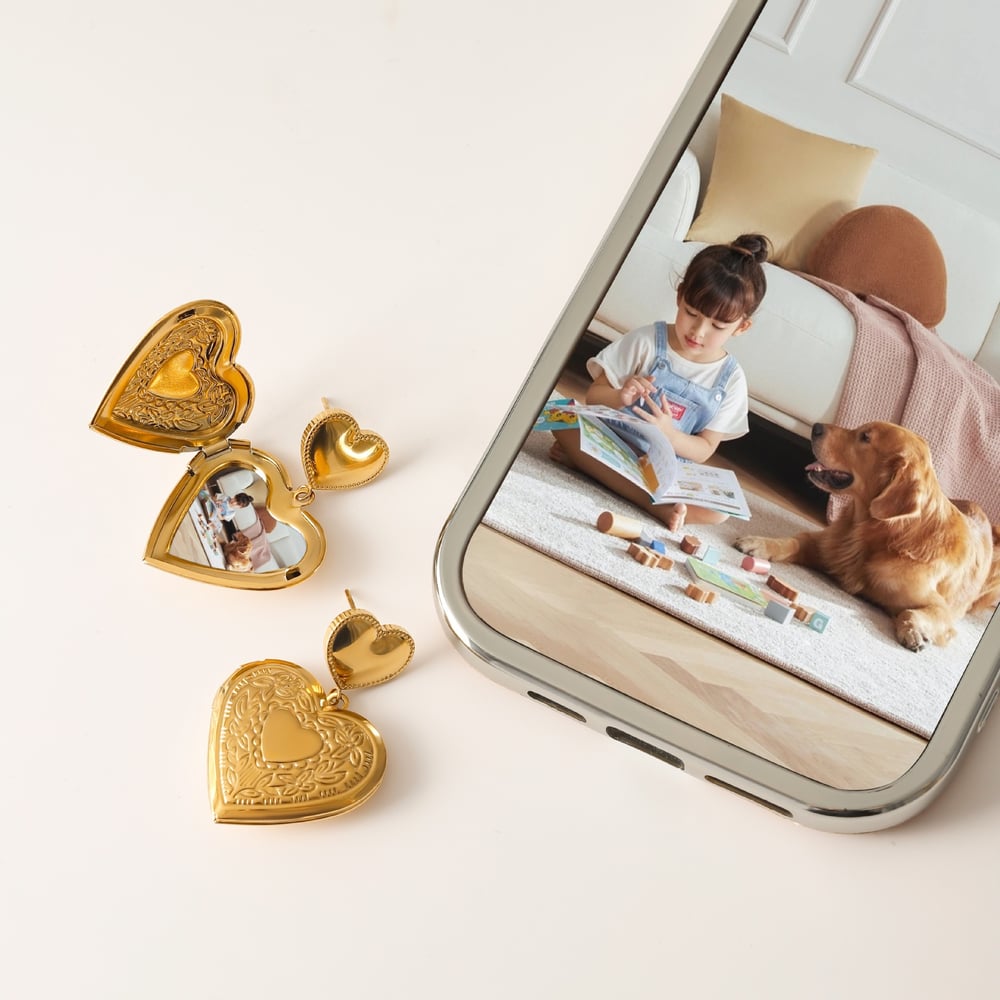 1 Pair Luxurious Series Elegant Sweet Heart Shape Stainless Steel Gold Color Women's DIY Drop Earrings