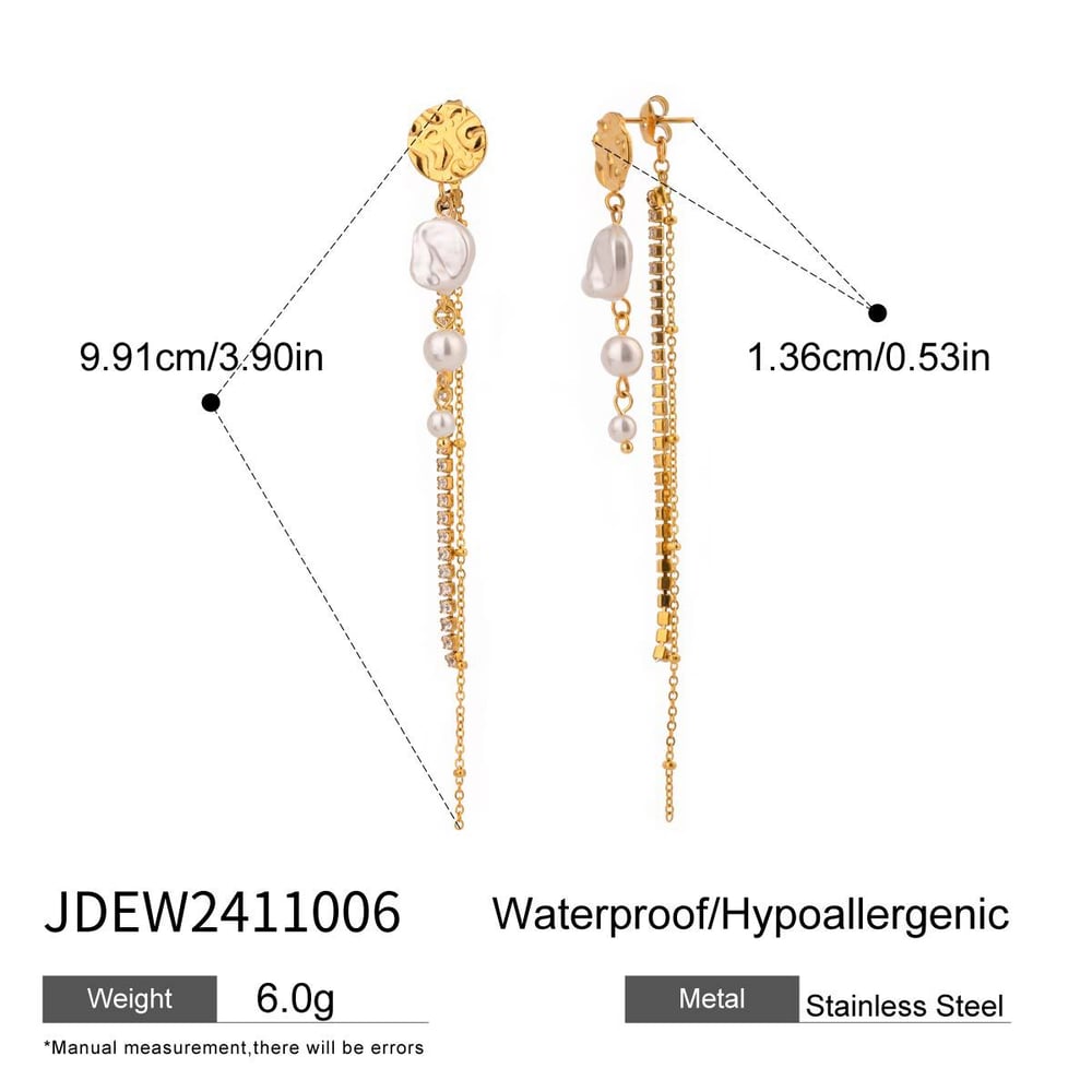 1 Pair Stylish Series Retro Charming Tassel Stainless Steel Gold Color Women's Drop Earrings h5Picture2