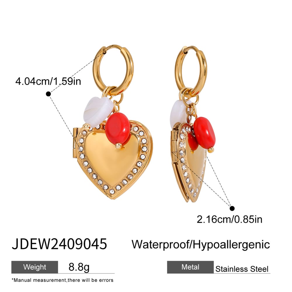 1 Pair Romantic Series Elegant Sweet Heart Stainless Steel Natural Stone Gold Color Women's DIY Drop Earrings h5Picture2