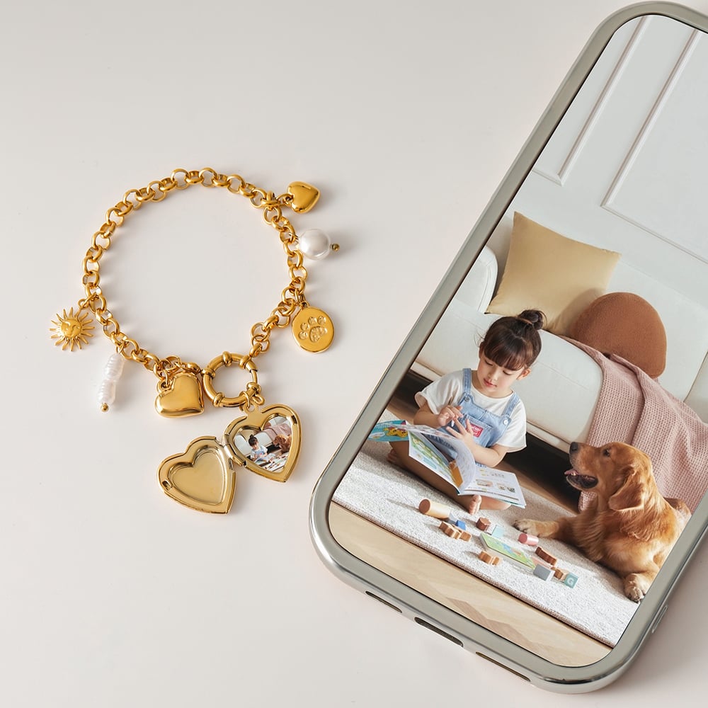 1 piece simple series classic heart stainless steel  gold plated women charm bracelets