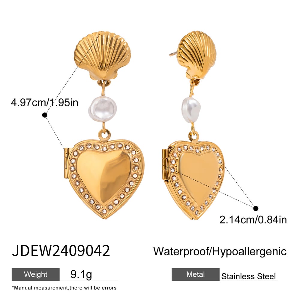 1 Pair Luxurious Series Retro Seashell Stainless Steel Gold Color Women's DIY Drop Earrings Picture2