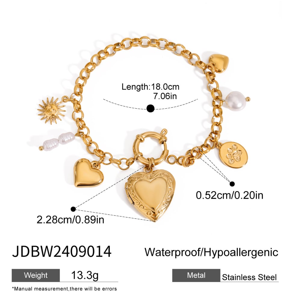 1 piece simple series classic heart stainless steel  gold plated women charm bracelets h5Picture2