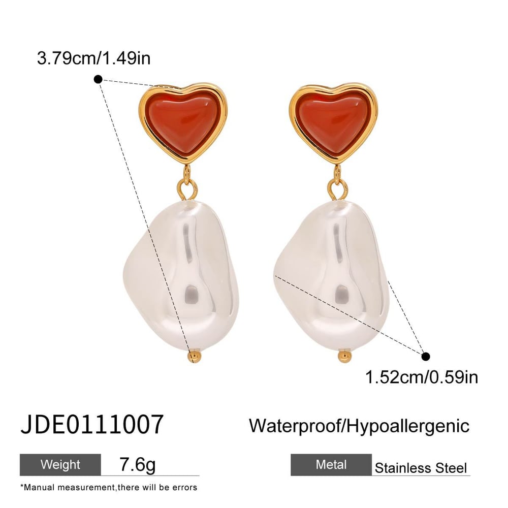 1 Pair Romantic Series Sweet Heart Elegant Stainless Steel Gold Color Women's Irregular Drop Earrings h5Picture2