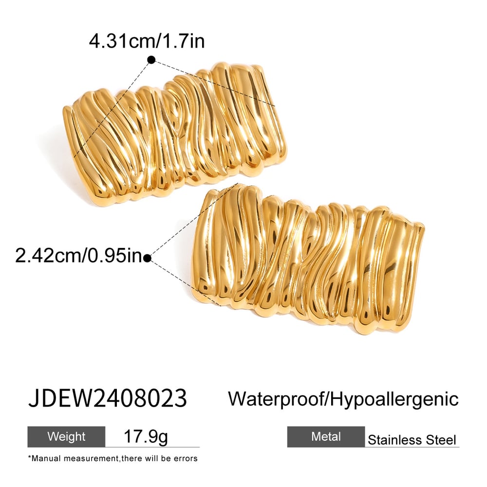 1 pair simple style wave shape titanium steel  gold plated women's stud earrings