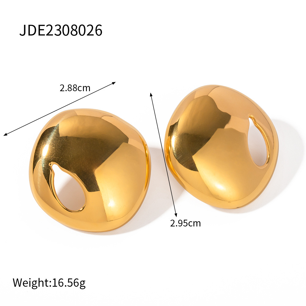 1 pair simple series casual geometric stainless steel  gold plated women stud earrings