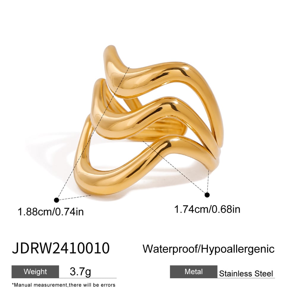 1 Piece Simple Series Casual Geometric Stainless Steel   Gold Color  Women's Adjustable Rings