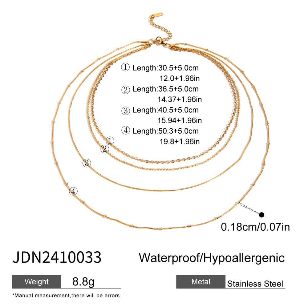 1 piece classic series elegant geometric stainless steel  gold plated women layered necklaces