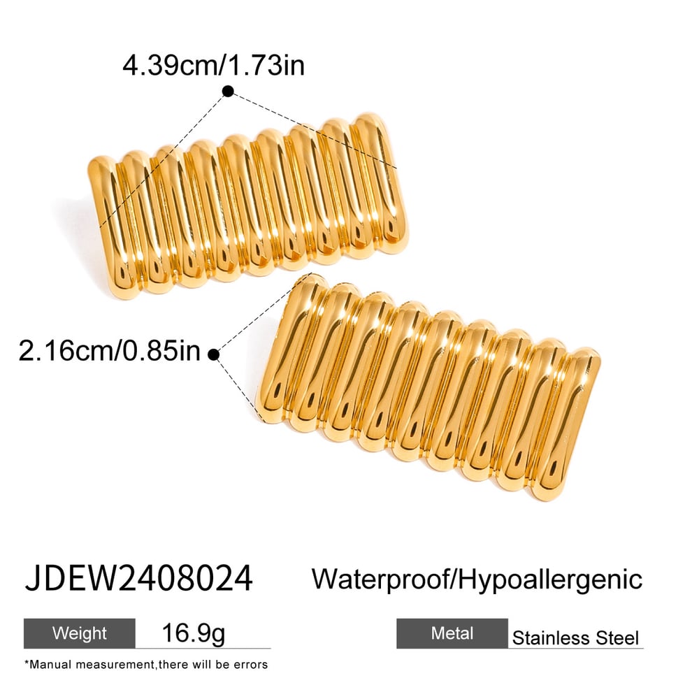 1 pair simple style wave shape titanium steel  gold plated women's stud earrings 