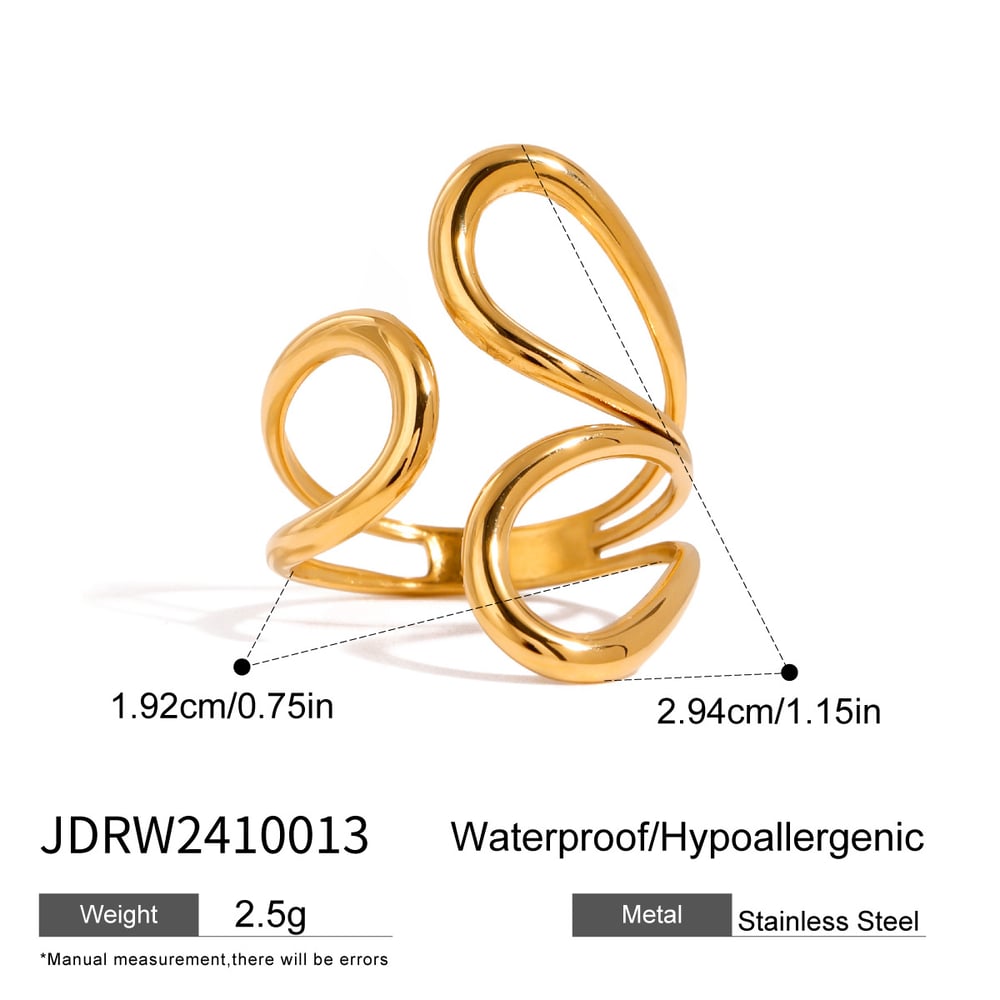 1 pair simple series daily geometric stainless steel  gold plated women adjustable rings