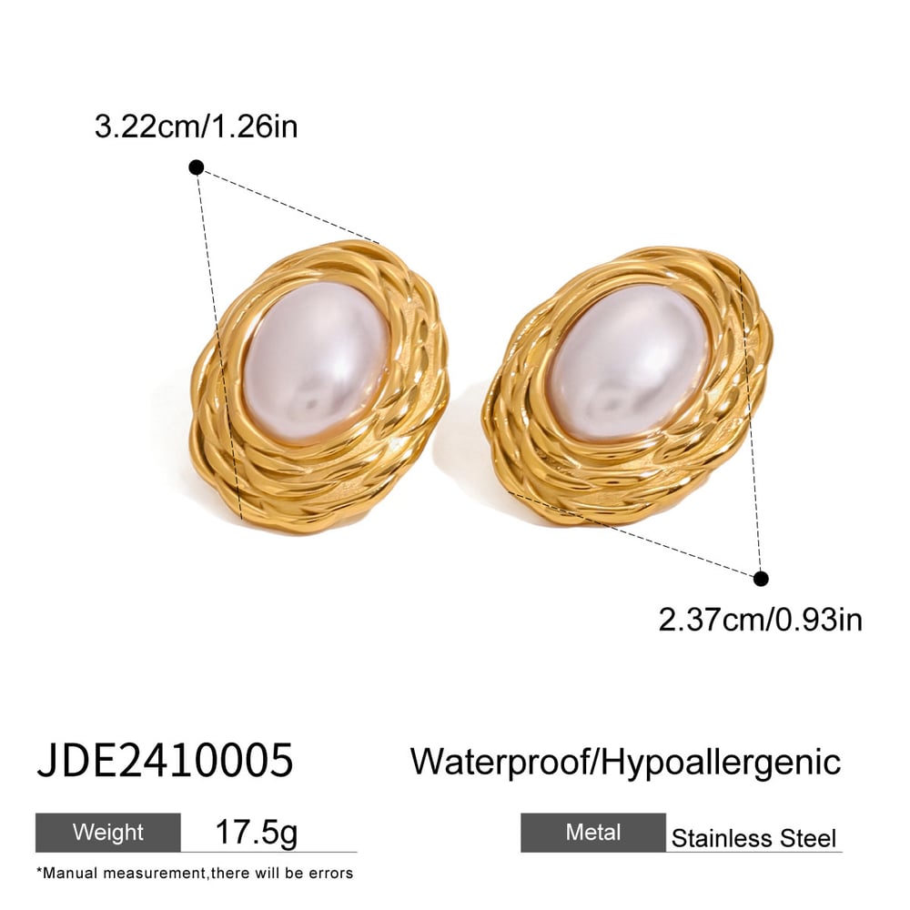 1 pair classic series retro geometric stainless steel  gold plated women stud earrings 