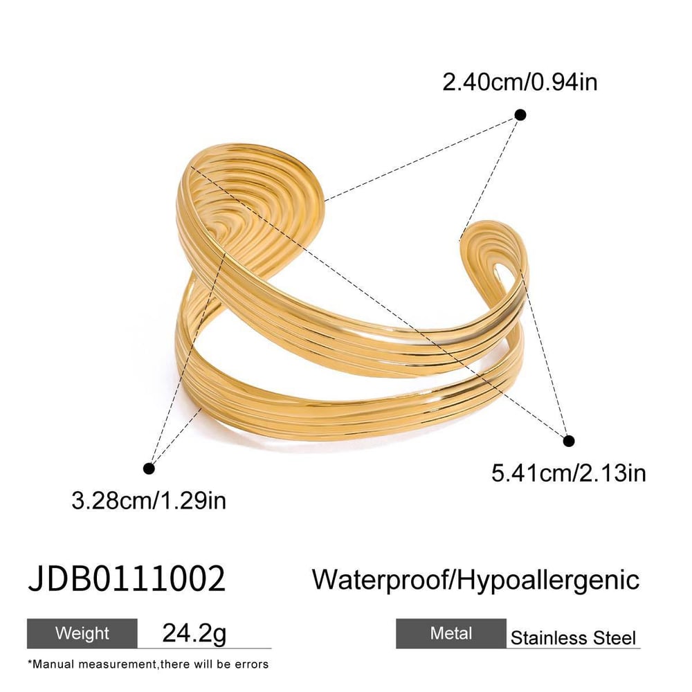 1 Piece Simple Series Elegant Solid Line Stainless Steel Gold Color Women's Bangles