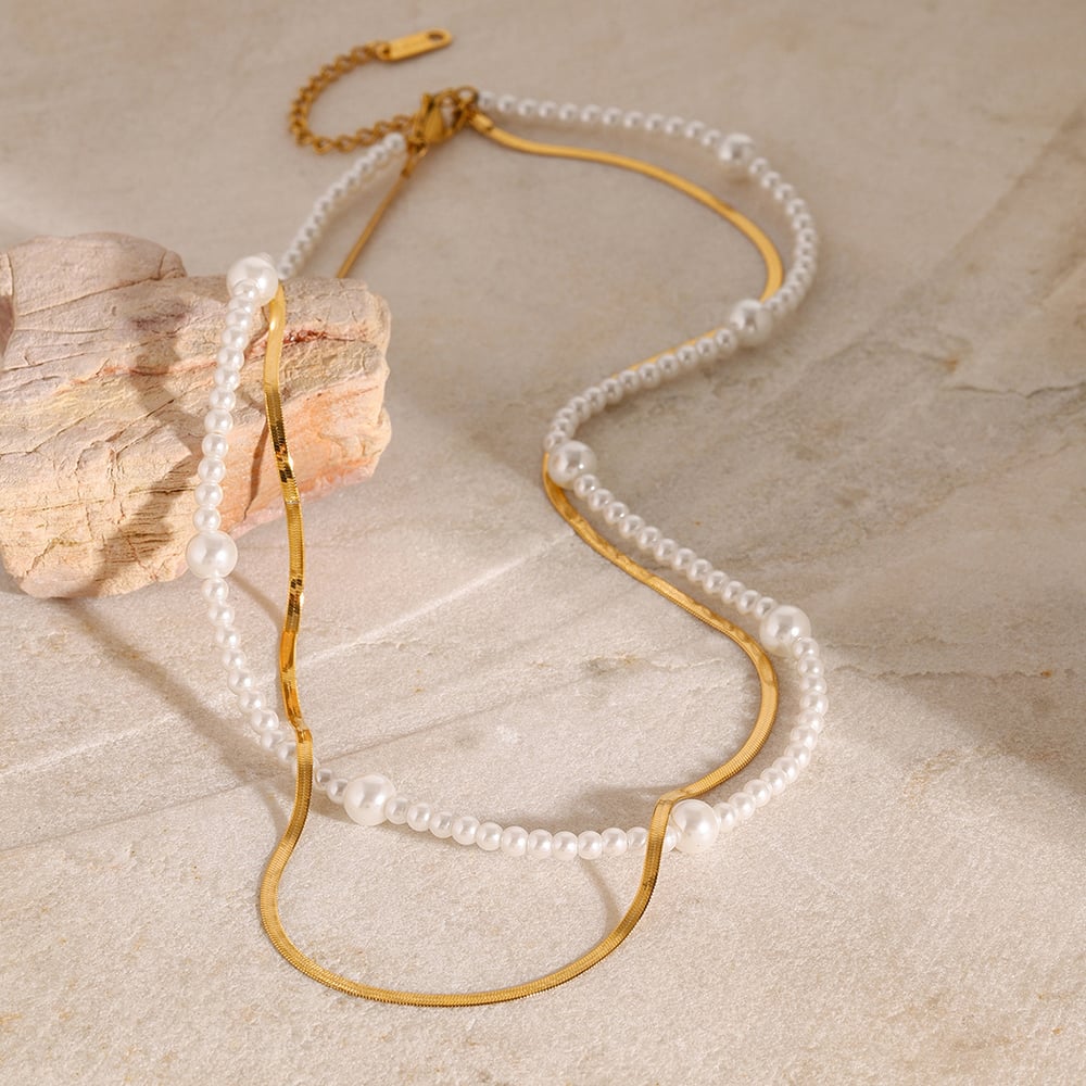 1 Piece Luxurious Series Retro Line Fashionable Stainless Steel Gold Color Women's Layered Necklaces h5Picture2