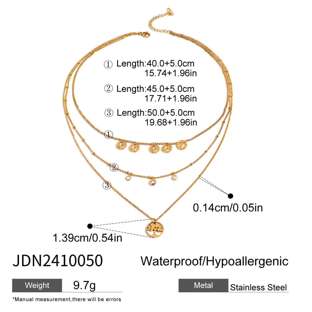 1 Piece Natural Series Elegant Tree Stainless Steel Gold Color Women's Layered Necklaces
