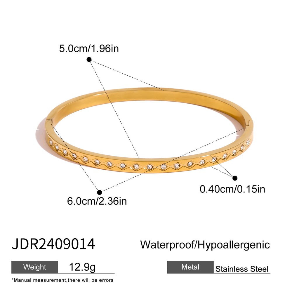 1 Piece Classic Series French Retro Rhombus Round Stainless Steel Gold Color Women's Bangles