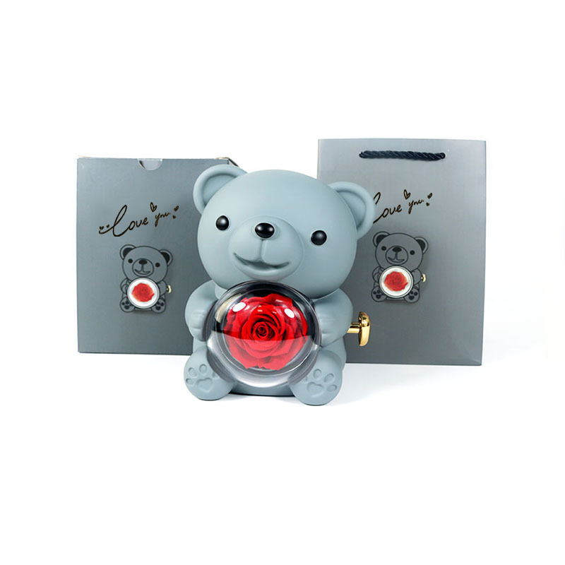 Bear Rose Valentine's Day Gift Revolving Jewelry Box