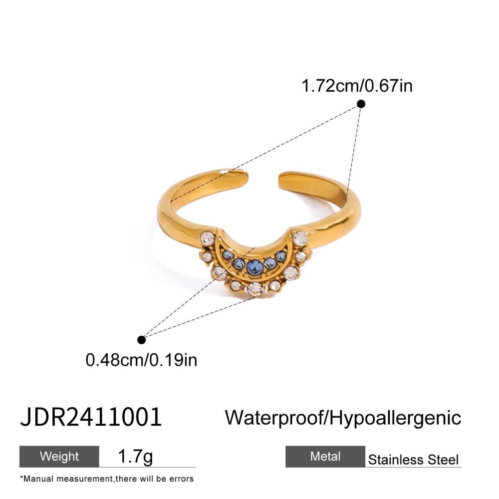 1 Piece Gorgeous Series Classic Moon Shape Stainless Steel Gold Color Women's Adjustable Rings