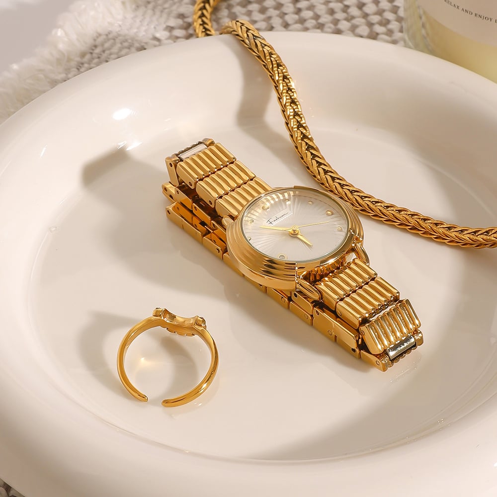 1 Piece Gorgeous Series Classic Moon Shape Stainless Steel Gold Color Women's Adjustable Rings h5Picture2