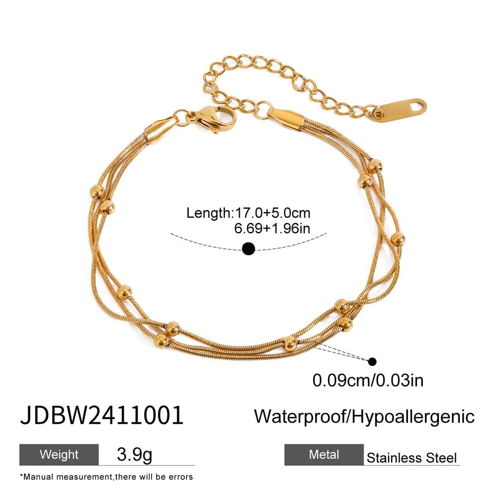 1 Piece Minimalist Series Daily Annular Line Stainless Steel Gold Color Women's Chain Bracelets 
