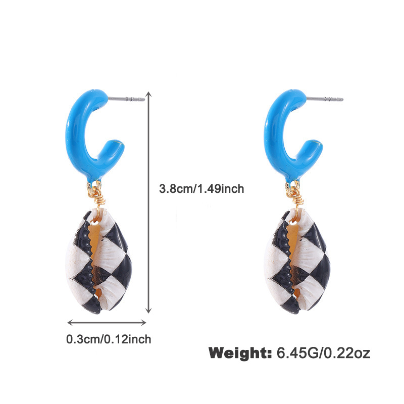 1 Pair Marine Series Vacation Polychrome Seashell Shape Gold Color Copper Women's Drop Earrings