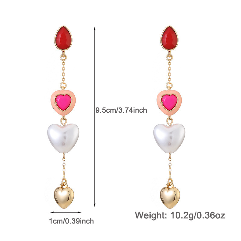 1 Piece Romantic Series Gorgeous Love Heart Polychrome Drop Oil Gold Color Alloy Women's Layered Necklaces
